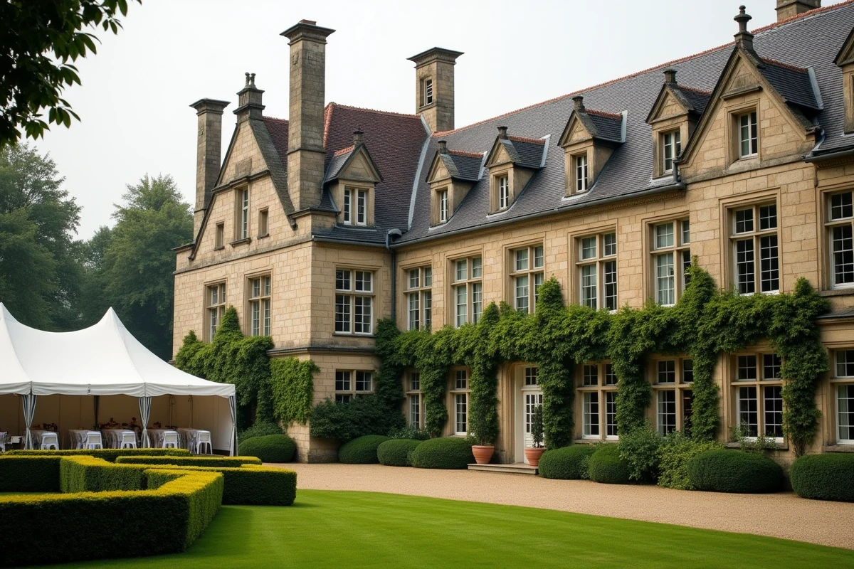Château français servant de décor au tournage du Meilleur Pâtissier entouré de jardins à la française