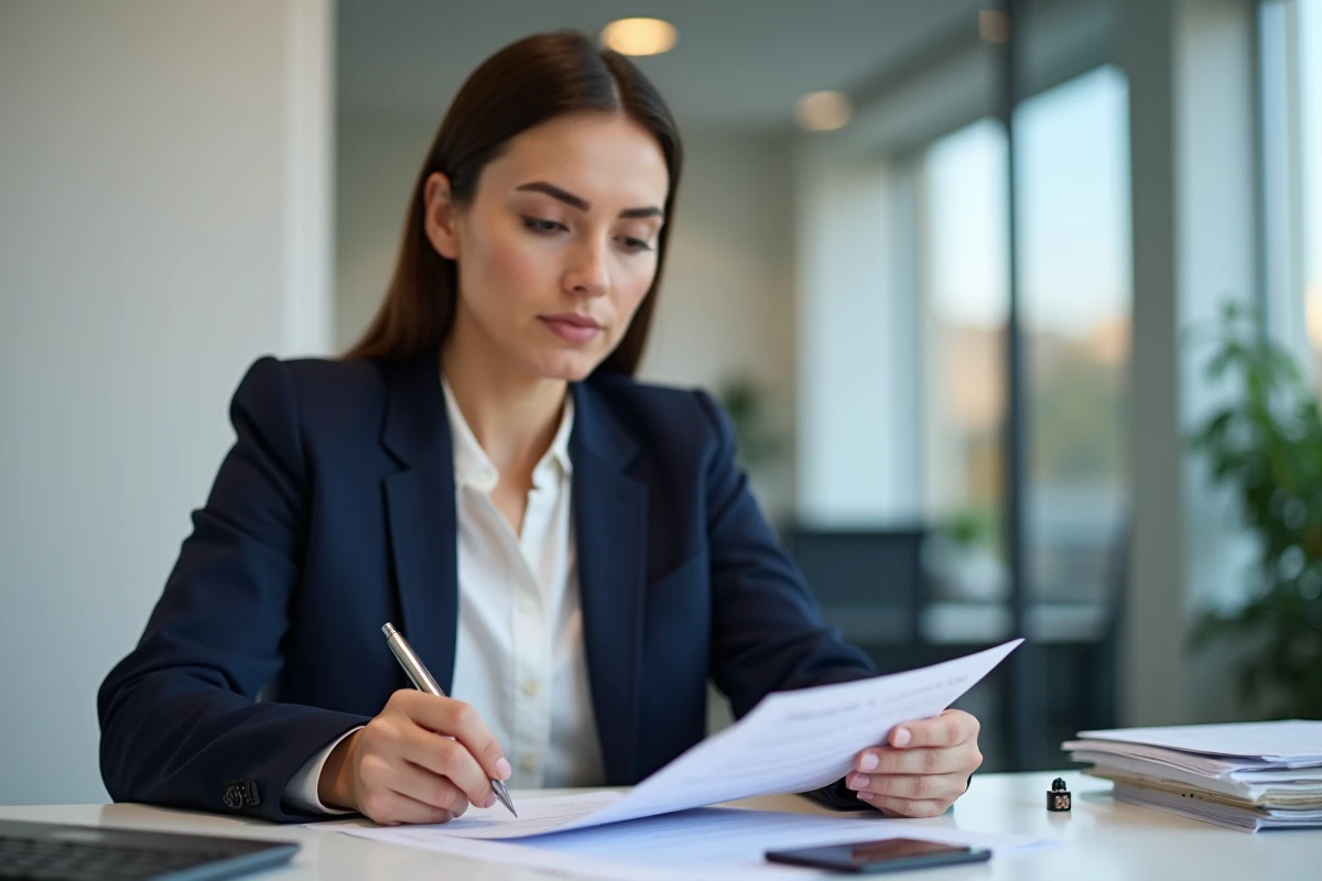 Femme consultant un conseiller bancaire pour un chèque de 10 000 euros en France