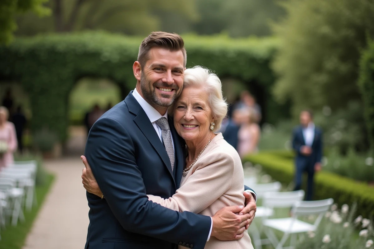 Fils et mère souriants lors d